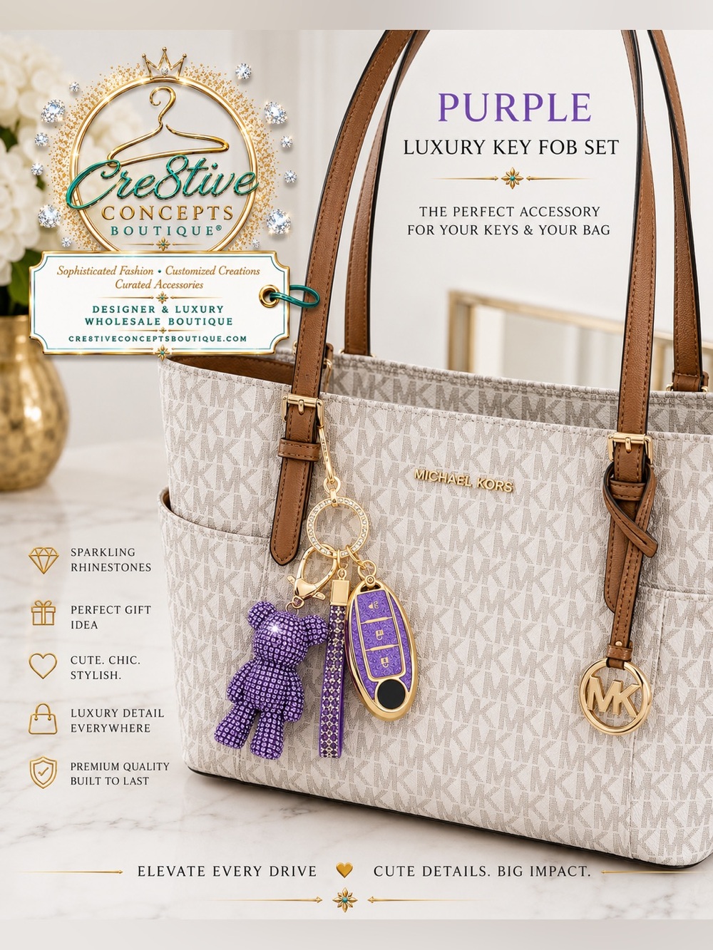 5PC Luxury Keychain / Bag Charm / Key Fob Set